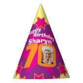 70e verjaardag gepersonaliseerde foto ster naam pe feesthoedjes (Voorkant)