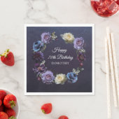 70e verjaardag gepersonaliseerde Moody Paarse bloe Servet (Insitu)