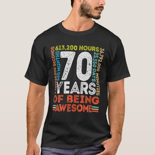70e verjaardag Geweldige 70 jaar oude  retro T-shirt (Voorkant)