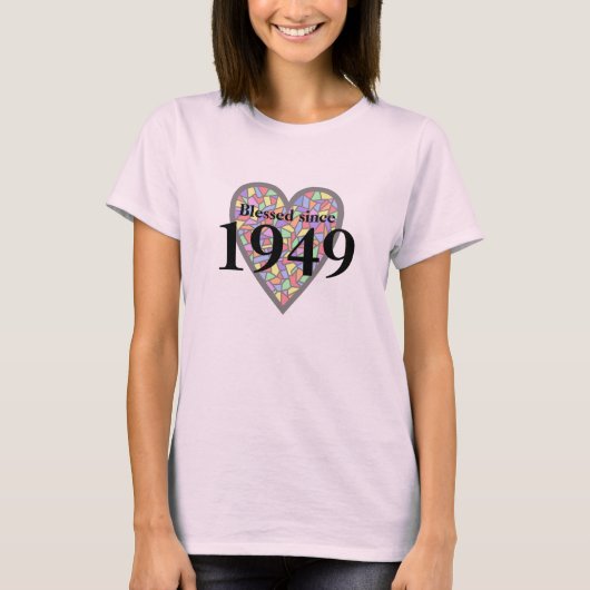 70e verjaardag Gezegeld sinds 1949 gekleurd glas T-shirt (Voorkant)