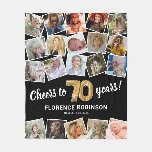 70e verjaardag Gift Multi Foto Fleece Deken (Voorkant)