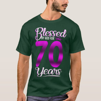 70e verjaardag Gifts Blessed by God voor 70 jaar O T-shirt