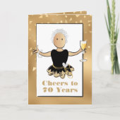 70e Verjaardag Glamoureuze Sparkle Vrouw Cartoon Kaart (Voorkant)