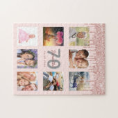 70e verjaardag glitter druppelt foto roos gouden r legpuzzel (Horizontaal)