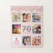 70e verjaardag glitter druppelt foto roos gouden r legpuzzel (Verticaal)