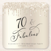 70e verjaardag Glitter Gold Kartonnen Onderzetters (Voorkant)