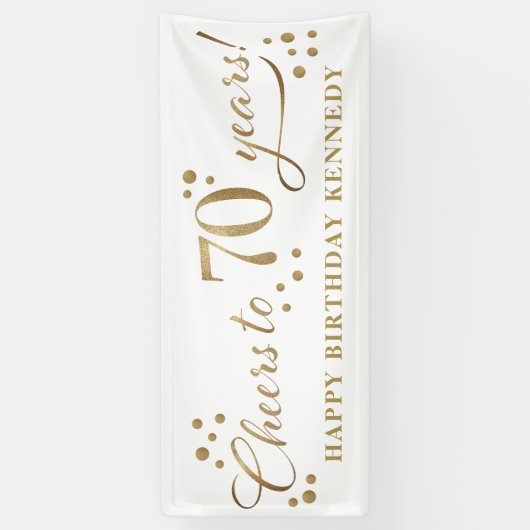 70e verjaardag Glitter Gold Spandoek (Verticaal)