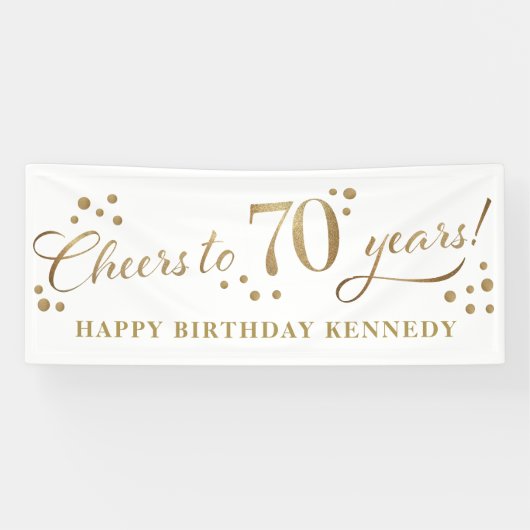 70e verjaardag Glitter Gold Spandoek (Horizontaal)