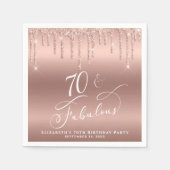 70e verjaardag Glitter Roos Gold Servet (Voorkant)