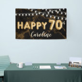 70e verjaardag Gold & Black Balloon Lights Spandoek (Beurs)