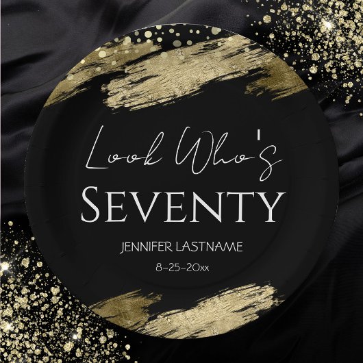 70e verjaardag Gold Black Kijk naar wie er is Papieren Bordje