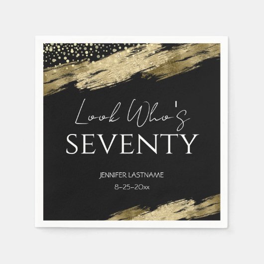 70e verjaardag Gold Black Kijk naar wie er is Servet (Voorkant)