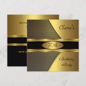 70e verjaardag Gold Black Leopard Invite Kaart (Voorkant / Achterkant)