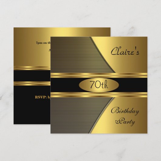 70e verjaardag Gold Black Leopard Invite Kaart (Voorkant / Achterkant)