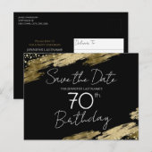 70e verjaardag Gold Black Save the Date Briefkaart (Voorkant / Achterkant)