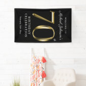 70e verjaardag Gold en zwarte elegante welkomstpar Spandoek (Insitu)