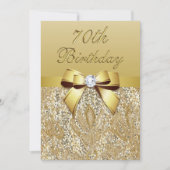 70e verjaardag Gold Faux Sequins and Bow Kaart (Voorkant)