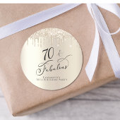 70e verjaardag Gold Glitter Ronde Sticker