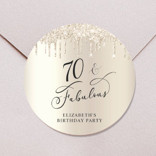 70e verjaardag Gold Glitter Ronde Sticker