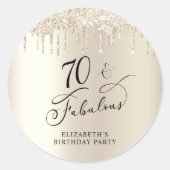 70e verjaardag Gold Glitter Ronde Sticker (Voorkant)