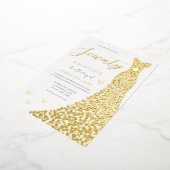 70e verjaardag Gold Heart Dress Real Folie Uitnodiging (Gedraaid)