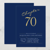 70e verjaardag Gold Modern Script Blue Kaart (Voorkant / Achterkant)