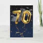 70e verjaardag Gold Mylar ballon en Confetti Card Kaart (Voorkant)