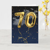 70e verjaardag Gold Mylar ballon en Confetti Card Kaart (Gele Bloem)