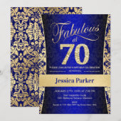 70e verjaardag - Gold Royal Blue Kaart (Voorkant / Achterkant)