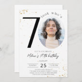 70e verjaardag Gold-uitnodiging met foto Kaart (Voorkant / Achterkant)