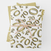 70e verjaardag Gold & White Number Pattern 70 Inpakpapier Vel (In situ)