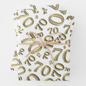 70e verjaardag Gold/White Random Number Pattern 70 Inpakpapier Vel (In situ)
