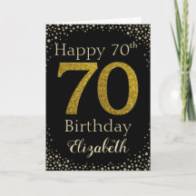70e verjaardag Golden Glitter Kaart