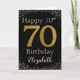 70e verjaardag Golden Glitter Kaart