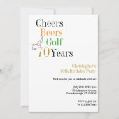 70e verjaardag Golf Cheers Beers Minimal Party Kaart (Voorkant)