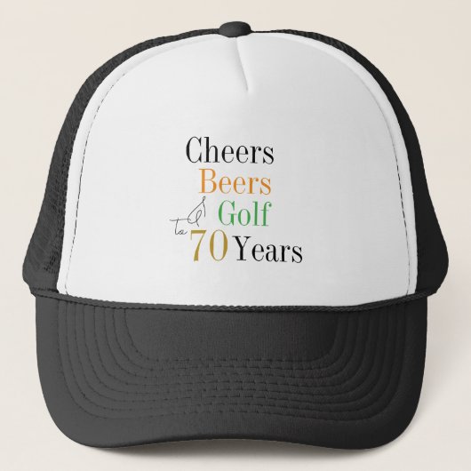 70e verjaardag Golf Cheers Beers Minimal Trucker Pet (Voorkant)