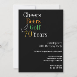 70e verjaardag Golf Cheers Beers Party Kaart