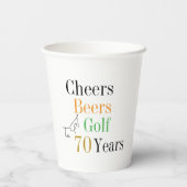 70e verjaardag Golf Cheers Beers Party Papieren Bekers (Achterkant)