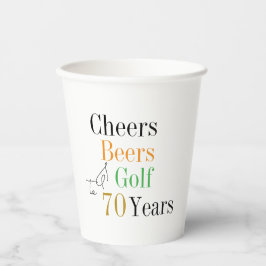 70e verjaardag Golf Cheers Beers Party Papieren Bekers