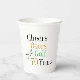 70e verjaardag Golf Cheers Beers Party Papieren Bekers