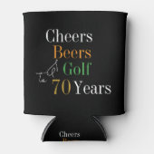 70e verjaardag Golf Cheers Beers Party Zwart Goud Blikjeskoeler (Voorkant)