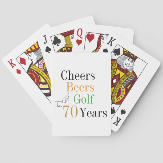 70e Verjaardag Golf Cheers Bier Minimalistisch Pokerkaarten (Achterkant)