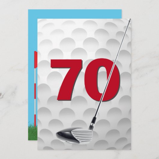 70e verjaardag golf themafeest kaart (Voorkant / Achterkant)