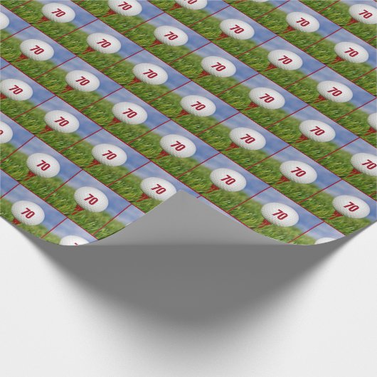 70e verjaardag Golfbal Cadeaupapier (Hoek)