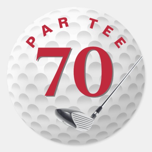 70e verjaardag golfbal Classic ronde Sticker (Voorkant)