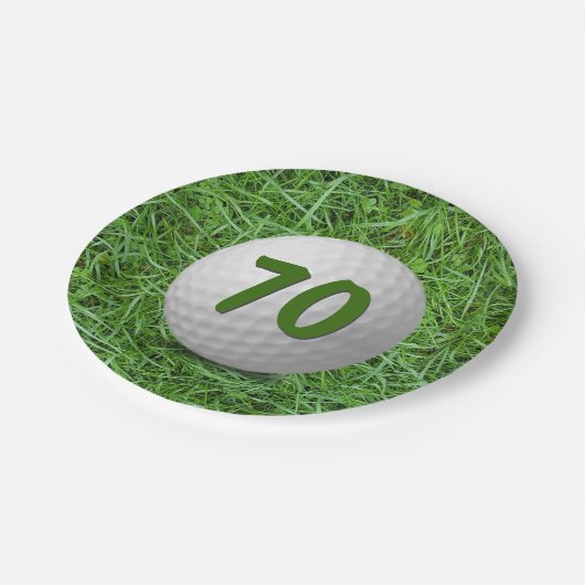 70e verjaardag Golfbal op Bord van graspapier (Gekanteld)