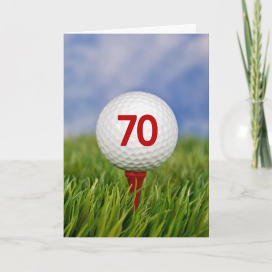 70e verjaardag Golfbal op rood T-shirt Kaart (Voorkant)