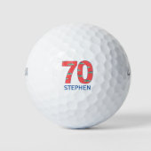 70e verjaardag golfballen 70 jaar auto's initialen (Voorkant)