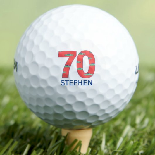 70e verjaardag golfballen 70 jaar auto's initialen