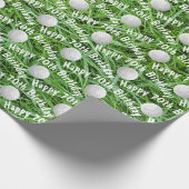 70e verjaardag golfballen op gras inpakpapier (Hoek)